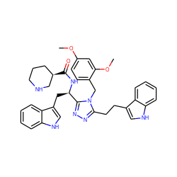 COc1ccc(Cn2c(CCc3c[nH]c4ccccc34)nnc2[C@@H](Cc2c[nH]c3ccccc23)NC(=O)[C@@H]2CCCNC2)c(OC)c1 ZINC000014970486