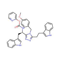 COc1ccc(Cn2c(CCc3c[nH]c4ccccc34)nnc2[C@@H](Cc2c[nH]c3ccccc23)NC(=O)Oc2ccccn2)cc1 ZINC000028978298