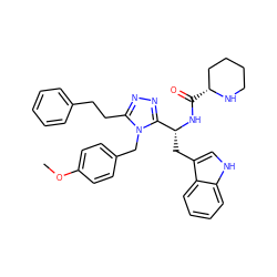 COc1ccc(Cn2c(CCc3ccccc3)nnc2[C@@H](Cc2c[nH]c3ccccc23)NC(=O)[C@@H]2CCCCN2)cc1 ZINC000014970539