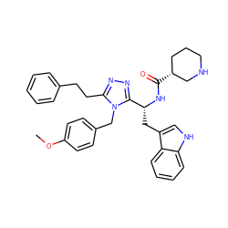 COc1ccc(Cn2c(CCc3ccccc3)nnc2[C@@H](Cc2c[nH]c3ccccc23)NC(=O)[C@@H]2CCCNC2)cc1 ZINC000014970522