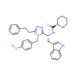 COc1ccc(Cn2c(CCc3ccccc3)nnc2[C@@H](Cc2c[nH]c3ccccc23)NC(=O)[C@H]2CCCCN2)cc1 ZINC000014970549