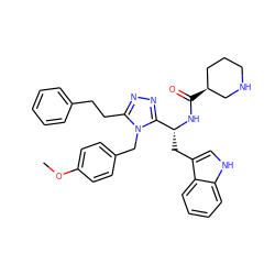 COc1ccc(Cn2c(CCc3ccccc3)nnc2[C@@H](Cc2c[nH]c3ccccc23)NC(=O)[C@H]2CCCNC2)cc1 ZINC000014970518