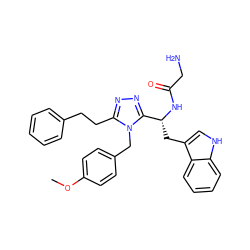 COc1ccc(Cn2c(CCc3ccccc3)nnc2[C@@H](Cc2c[nH]c3ccccc23)NC(=O)CN)cc1 ZINC000014970387