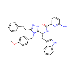 COc1ccc(Cn2c(CCc3ccccc3)nnc2[C@@H](Cc2c[nH]c3ccccc23)NC(=O)c2cccc(N)n2)cc1 ZINC000473120335