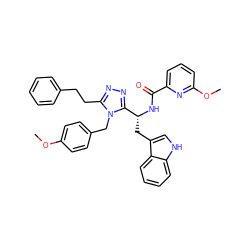 COc1ccc(Cn2c(CCc3ccccc3)nnc2[C@@H](Cc2c[nH]c3ccccc23)NC(=O)c2cccc(OC)n2)cc1 ZINC000473127364