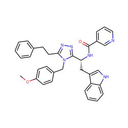 COc1ccc(Cn2c(CCc3ccccc3)nnc2[C@@H](Cc2c[nH]c3ccccc23)NC(=O)c2cccnc2)cc1 ZINC000473170670