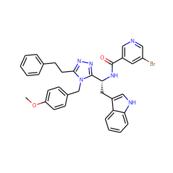 COc1ccc(Cn2c(CCc3ccccc3)nnc2[C@@H](Cc2c[nH]c3ccccc23)NC(=O)c2cncc(Br)c2)cc1 ZINC000473167276