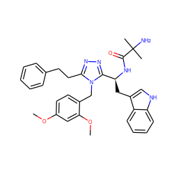 COc1ccc(Cn2c(CCc3ccccc3)nnc2[C@H](Cc2c[nH]c3ccccc23)NC(=O)C(C)(C)N)c(OC)c1 ZINC000028977982