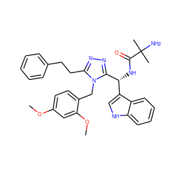 COc1ccc(Cn2c(CCc3ccccc3)nnc2[C@H](NC(=O)C(C)(C)N)c2c[nH]c3ccccc23)c(OC)c1 ZINC000028973037