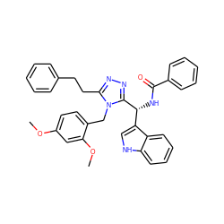 COc1ccc(Cn2c(CCc3ccccc3)nnc2[C@H](NC(=O)c2ccccc2)c2c[nH]c3ccccc23)c(OC)c1 ZINC000028973192