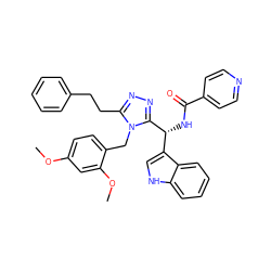 COc1ccc(Cn2c(CCc3ccccc3)nnc2[C@H](NC(=O)c2ccncc2)c2c[nH]c3ccccc23)c(OC)c1 ZINC000028973086