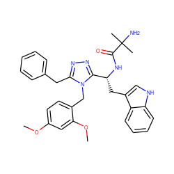 COc1ccc(Cn2c(Cc3ccccc3)nnc2[C@@H](Cc2c[nH]c3ccccc23)NC(=O)C(C)(C)N)c(OC)c1 ZINC000028635139