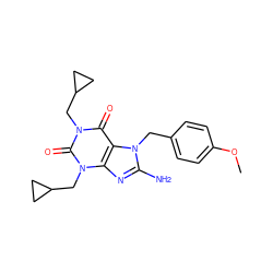 COc1ccc(Cn2c(N)nc3c2c(=O)n(CC2CC2)c(=O)n3CC2CC2)cc1 ZINC000000598228