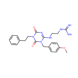 COc1ccc(Cn2c(NCCNC(=N)N)nc(=O)n(CCc3ccccc3)c2=O)cc1 ZINC000101272194