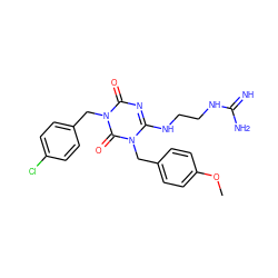 COc1ccc(Cn2c(NCCNC(=N)N)nc(=O)n(Cc3ccc(Cl)cc3)c2=O)cc1 ZINC000101272171