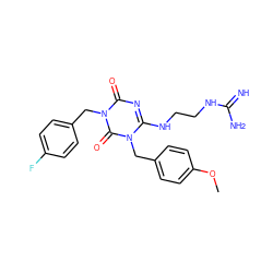 COc1ccc(Cn2c(NCCNC(=N)N)nc(=O)n(Cc3ccc(F)cc3)c2=O)cc1 ZINC000101272152