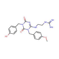 COc1ccc(Cn2c(NCCNC(=N)N)nc(=O)n(Cc3ccc(O)cc3)c2=O)cc1 ZINC000101272160