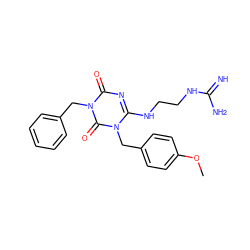 COc1ccc(Cn2c(NCCNC(=N)N)nc(=O)n(Cc3ccccc3)c2=O)cc1 ZINC000101272193