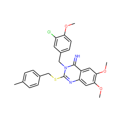 COc1ccc(Cn2c(SCc3ccc(C)cc3)nc3cc(OC)c(OC)cc3c2=N)cc1Cl ZINC000100484611