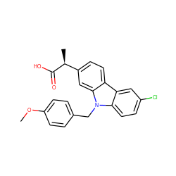 COc1ccc(Cn2c3ccc(Cl)cc3c3ccc([C@H](C)C(=O)O)cc32)cc1 ZINC000095552325