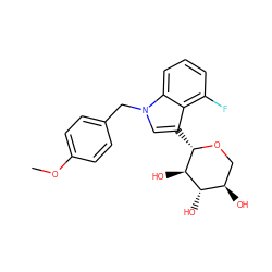 COc1ccc(Cn2cc([C@@H]3OC[C@@H](O)[C@H](O)[C@H]3O)c3c(F)cccc32)cc1 ZINC000084670660