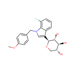 COc1ccc(Cn2cc([C@@H]3OC[C@@H](O)[C@H](O)[C@H]3O)c3cccc(F)c32)cc1 ZINC000084670661