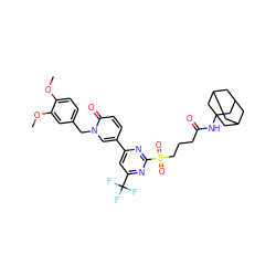 COc1ccc(Cn2cc(-c3cc(C(F)(F)F)nc(S(=O)(=O)CCCC(=O)NC45CC6CC(CC(C6)C4)C5)n3)ccc2=O)cc1OC ZINC001772637226