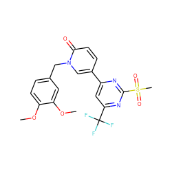 COc1ccc(Cn2cc(-c3cc(C(F)(F)F)nc(S(C)(=O)=O)n3)ccc2=O)cc1OC ZINC001772598629