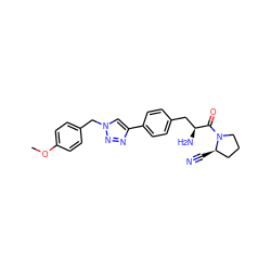 COc1ccc(Cn2cc(-c3ccc(C[C@H](N)C(=O)N4CCC[C@H]4C#N)cc3)nn2)cc1 ZINC000096283307