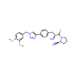 COc1ccc(Cn2cc(-c3ccc(C[C@H](N)C(=O)N4CCC[C@H]4C#N)cc3)nn2)cc1OC ZINC000096283304