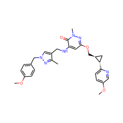 COc1ccc(Cn2cc(CNc3cc(OC[C@H]4C[C@@H]4c4ccc(OC)cn4)nn(C)c3=O)c(C)n2)cc1 ZINC001772611818