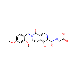 COc1ccc(Cn2ccc3c(O)c(C(=O)NCC(=O)O)ncc3c2=O)c(OC)c1 ZINC000169710952