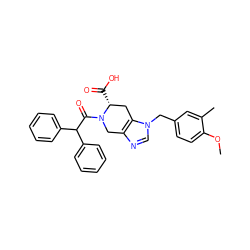 COc1ccc(Cn2cnc3c2C[C@@H](C(=O)O)N(C(=O)C(c2ccccc2)c2ccccc2)C3)cc1C ZINC000026150214