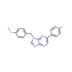 COc1ccc(Cn2cnc3ncc(-c4ccc(F)cc4)nc32)cc1 ZINC000006744627