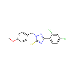 COc1ccc(Cn2nc(-c3ccc(Cl)cc3Cl)nc2S)cc1 ZINC000013536880