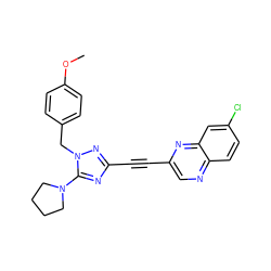 COc1ccc(Cn2nc(C#Cc3cnc4ccc(Cl)cc4n3)nc2N2CCCC2)cc1 ZINC000217426828