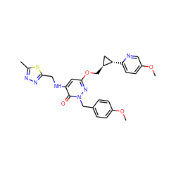 COc1ccc(Cn2nc(OC[C@H]3C[C@@H]3c3ccc(OC)cn3)cc(NCc3nnc(C)s3)c2=O)cc1 ZINC000217639964