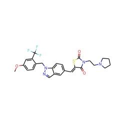 COc1ccc(Cn2ncc3cc(/C=C4\SC(=O)N(CCN5CCCC5)C4=O)ccc32)c(C(F)(F)F)c1 ZINC000116866588