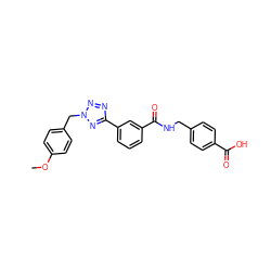 COc1ccc(Cn2nnc(-c3cccc(C(=O)NCc4ccc(C(=O)O)cc4)c3)n2)cc1 ZINC000045386357