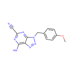 COc1ccc(Cn2nnc3c(N)nc(C#N)nc32)cc1 ZINC000084729674