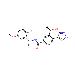 COc1ccc(F)c([C@@H](C)NC(=O)c2ccc(-c3cn[nH]c3)c([C@@H](C)O)c2)c1 ZINC001772608560