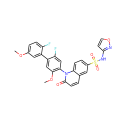 COc1ccc(F)c(-c2cc(OC)c(-n3c(=O)ccc4cc(S(=O)(=O)Nc5ccon5)ccc43)cc2F)c1 ZINC001772593916