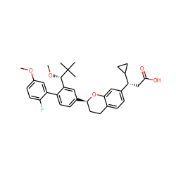 COc1ccc(F)c(-c2ccc([C@@H]3CCc4ccc([C@@H](CC(=O)O)C5CC5)cc4O3)cc2[C@H](OC)C(C)(C)C)c1 ZINC000223510199