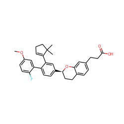 COc1ccc(F)c(-c2ccc([C@@H]3CCc4ccc(CCC(=O)O)cc4O3)cc2C2=CCCC2(C)C)c1 ZINC000223489730