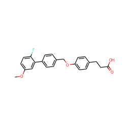 COc1ccc(F)c(-c2ccc(COc3ccc(CCC(=O)O)cc3)cc2)c1 ZINC000095571899