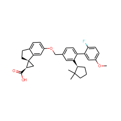 COc1ccc(F)c(-c2ccc(COc3ccc4c(c3)[C@]3(CC4)C[C@H]3C(=O)O)cc2[C@H]2CCCC2(C)C)c1 ZINC000096270315