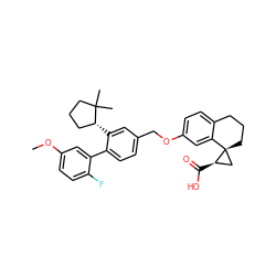 COc1ccc(F)c(-c2ccc(COc3ccc4c(c3)[C@]3(CCC4)C[C@H]3C(=O)O)cc2[C@@H]2CCCC2(C)C)c1 ZINC000096270318