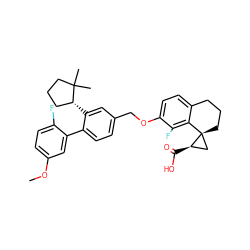 COc1ccc(F)c(-c2ccc(COc3ccc4c(c3F)[C@]3(CCC4)C[C@H]3C(=O)O)cc2[C@@H]2CCCC2(C)C)c1 ZINC000096270317
