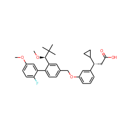 COc1ccc(F)c(-c2ccc(COc3cccc([C@@H](CC(=O)O)C4CC4)c3)cc2[C@@H](OC)C(C)(C)C)c1 ZINC000140805110