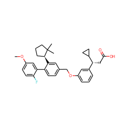 COc1ccc(F)c(-c2ccc(COc3cccc([C@@H](CC(=O)O)C4CC4)c3)cc2[C@H]2CCCC2(C)C)c1 ZINC000140762292